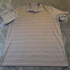 Zella Gray Striped Short Sleeve Performance Polo Shirt Athletic Mens Size Large